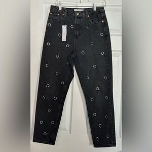NWT Topshop Women’s Alien Appliqué Mom Jeans - Size 28/30